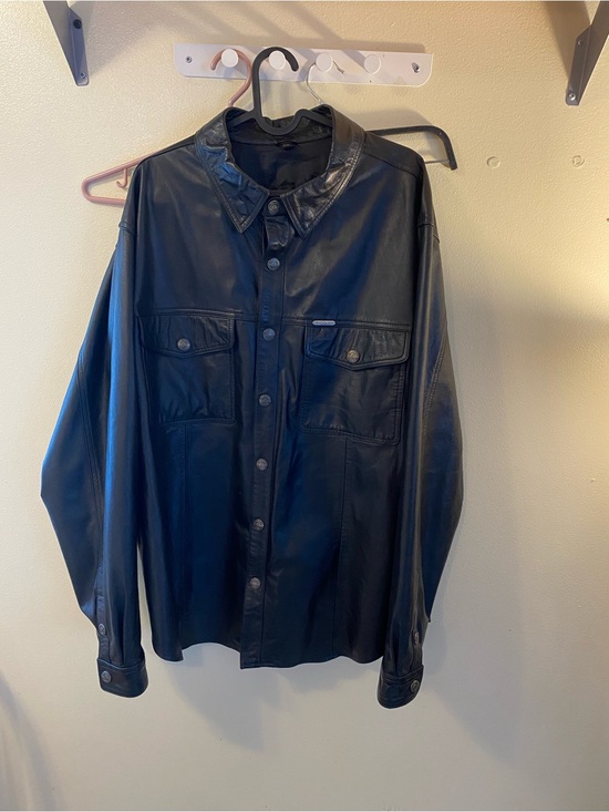 Harley-Davidson Other - Vintage 2003 Harley Davidson Mens Black Leather Button-Up Jacket